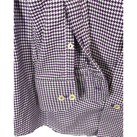 Eton Men's 39 x 15.5 US Medium Shirt Purple Houndstooth Long Sleeve Back Pleats - Picture 2 of 8